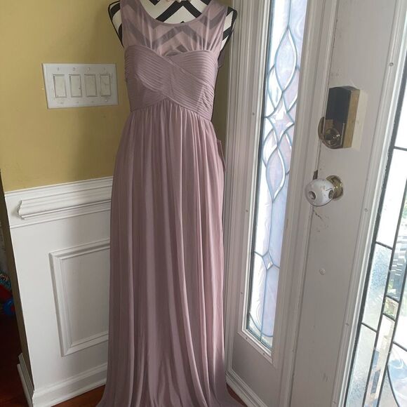 NWT BIRDY GREY Mauve Ryan Sleeveless Empire Waist Pleated sheer Gown M 4… - Picture 4 of 13
